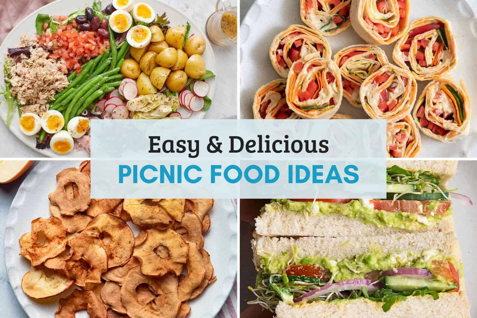 Picnic food ideas collage.