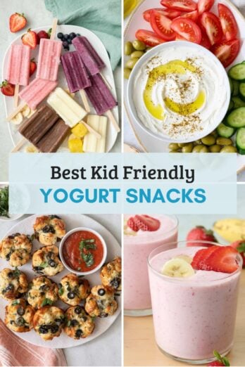 Kid friendly yogurt snacks collage - featured image.