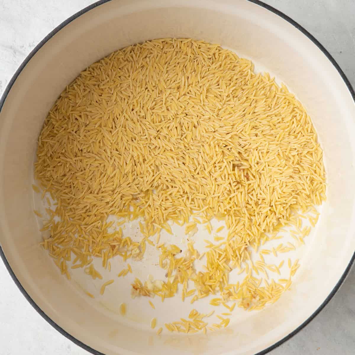 Orzo added before toasting.