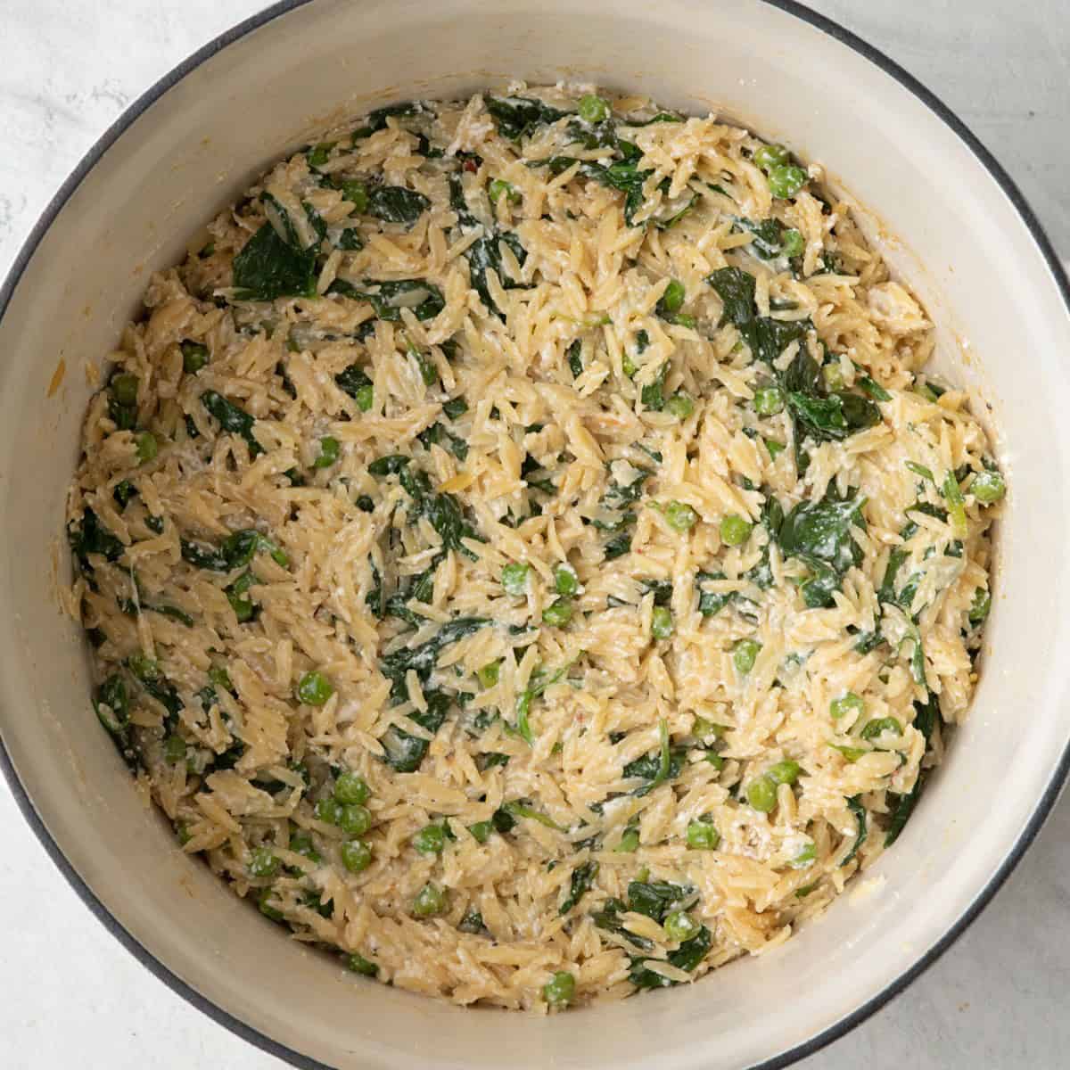 After cheese is well combined.