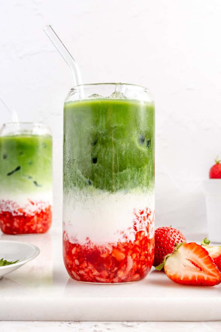 Iced Strawberry Matcha Latte - Feel Good Foodie