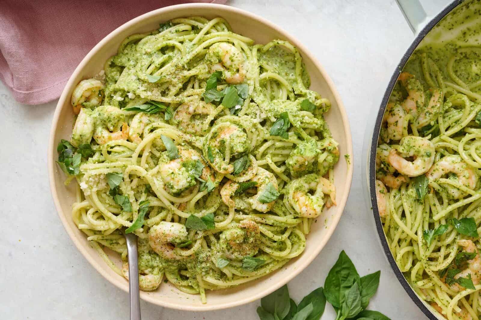 Shrimp Pesto Pasta.