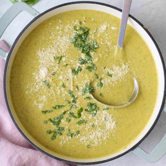 Creamy zucchini soup recipe.