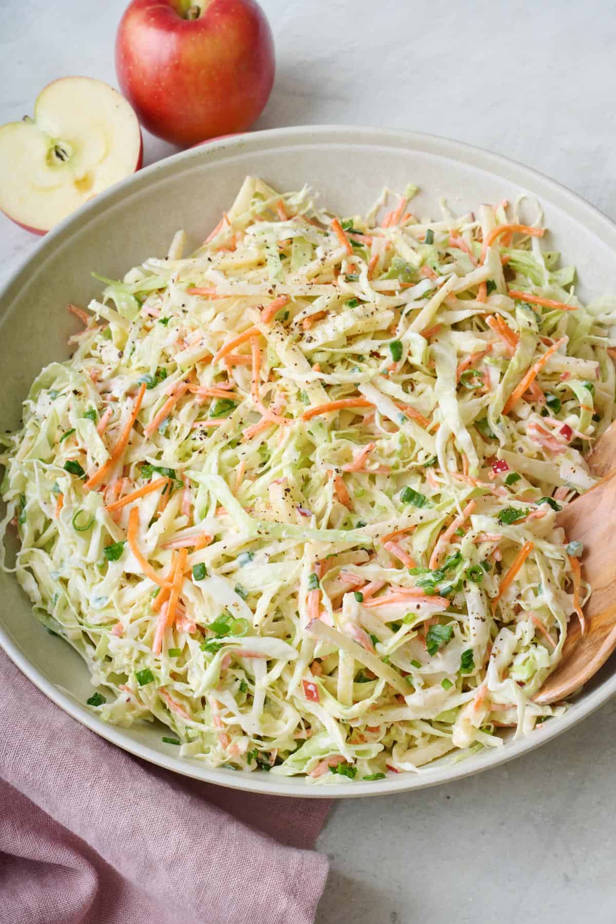 Apple slaw in a serving bowl.