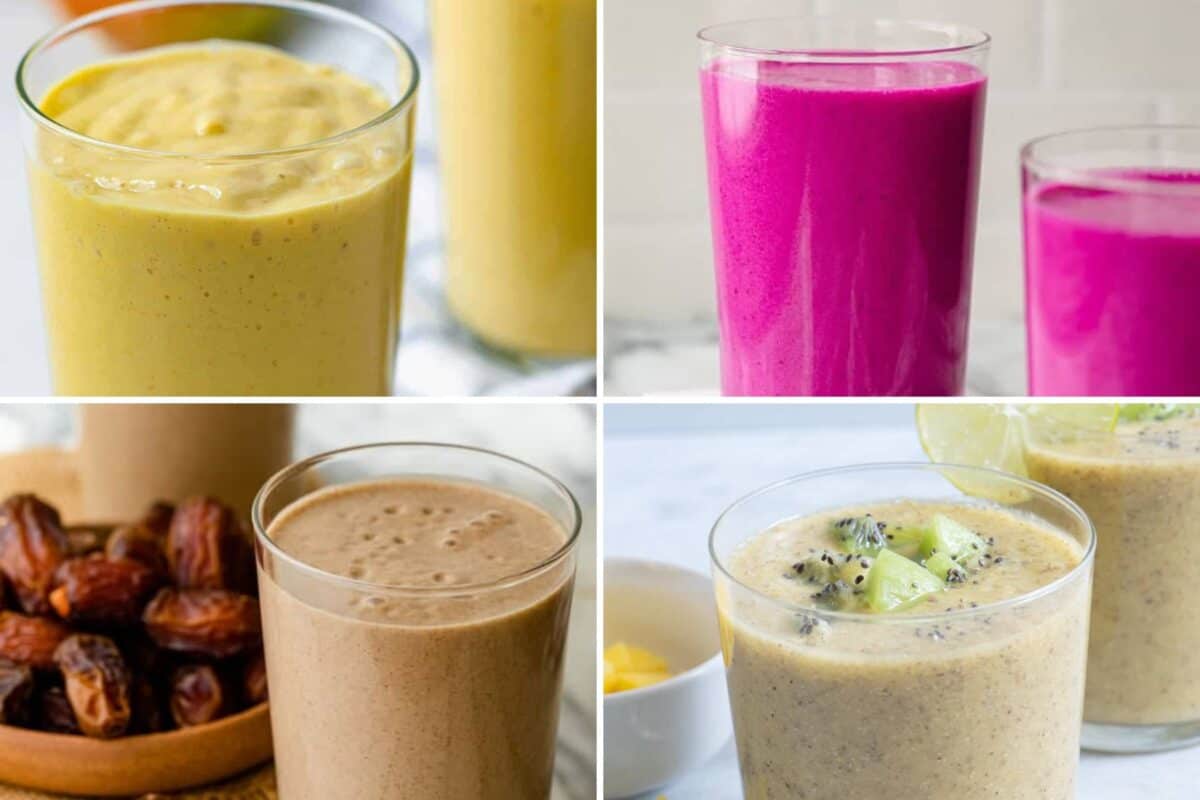 4 image of healthy smoothie recipe ideas.