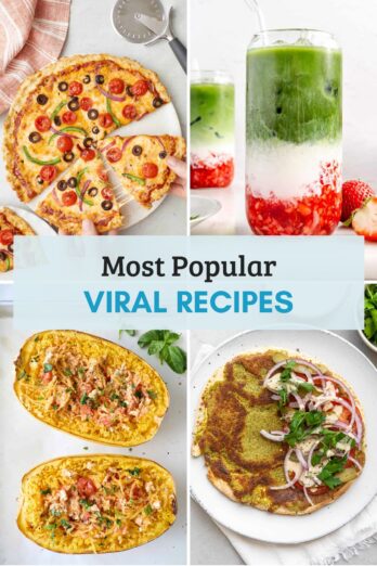 4 image collage for the most popular viral recipes.