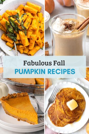 4 image collage showing recipes to make with pumpkin this fall plus title of blog post