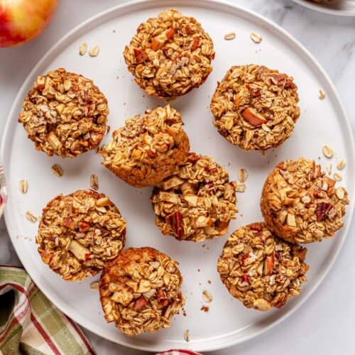 Apple cinnamon oatmeal cups on a plate.