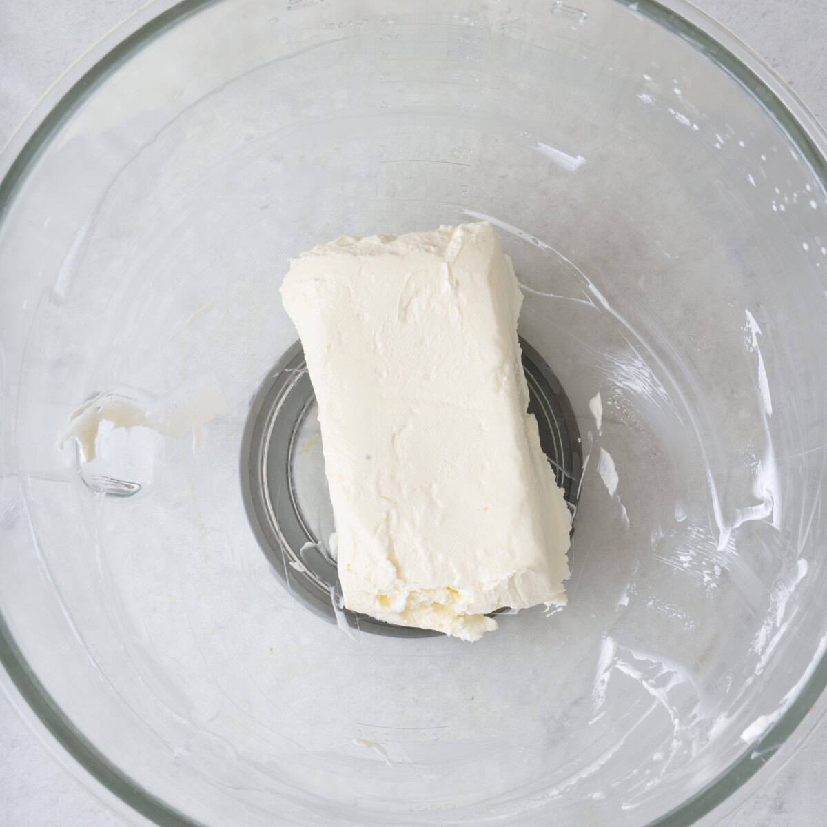 Cream cheese in a clean bowl before beating.