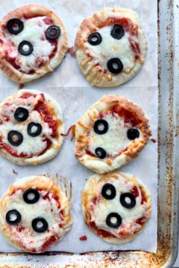 Mini pizzas made with homemade Greek yogurt pizza dough.