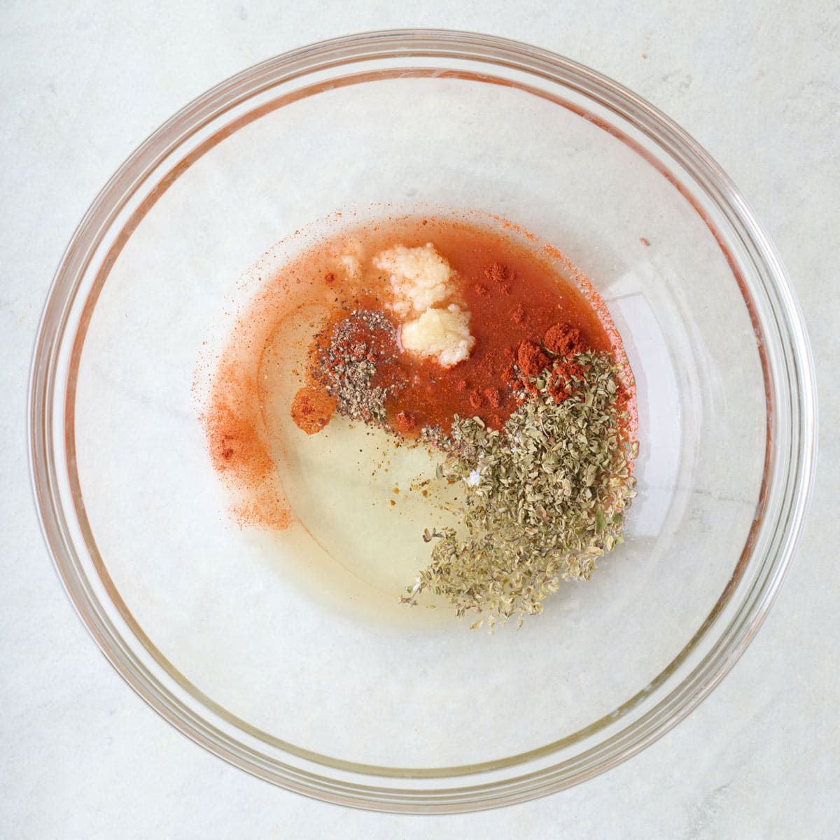 Sauce marinade in a bowl before mixing.