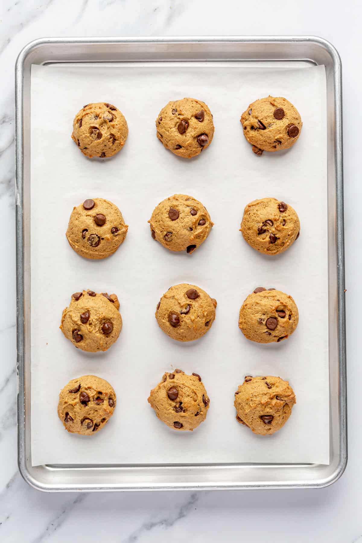 Cookies after baking on sheet pan.