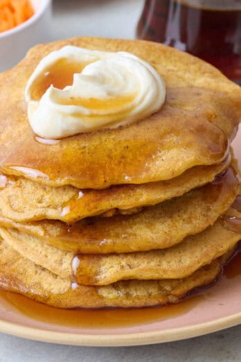 Carrot cake pancakes recipe.