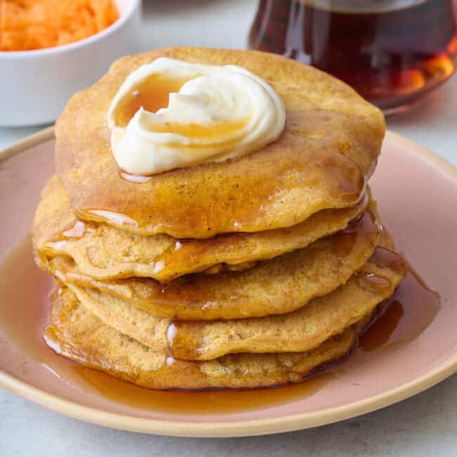 Carrot cake pancakes recipe.