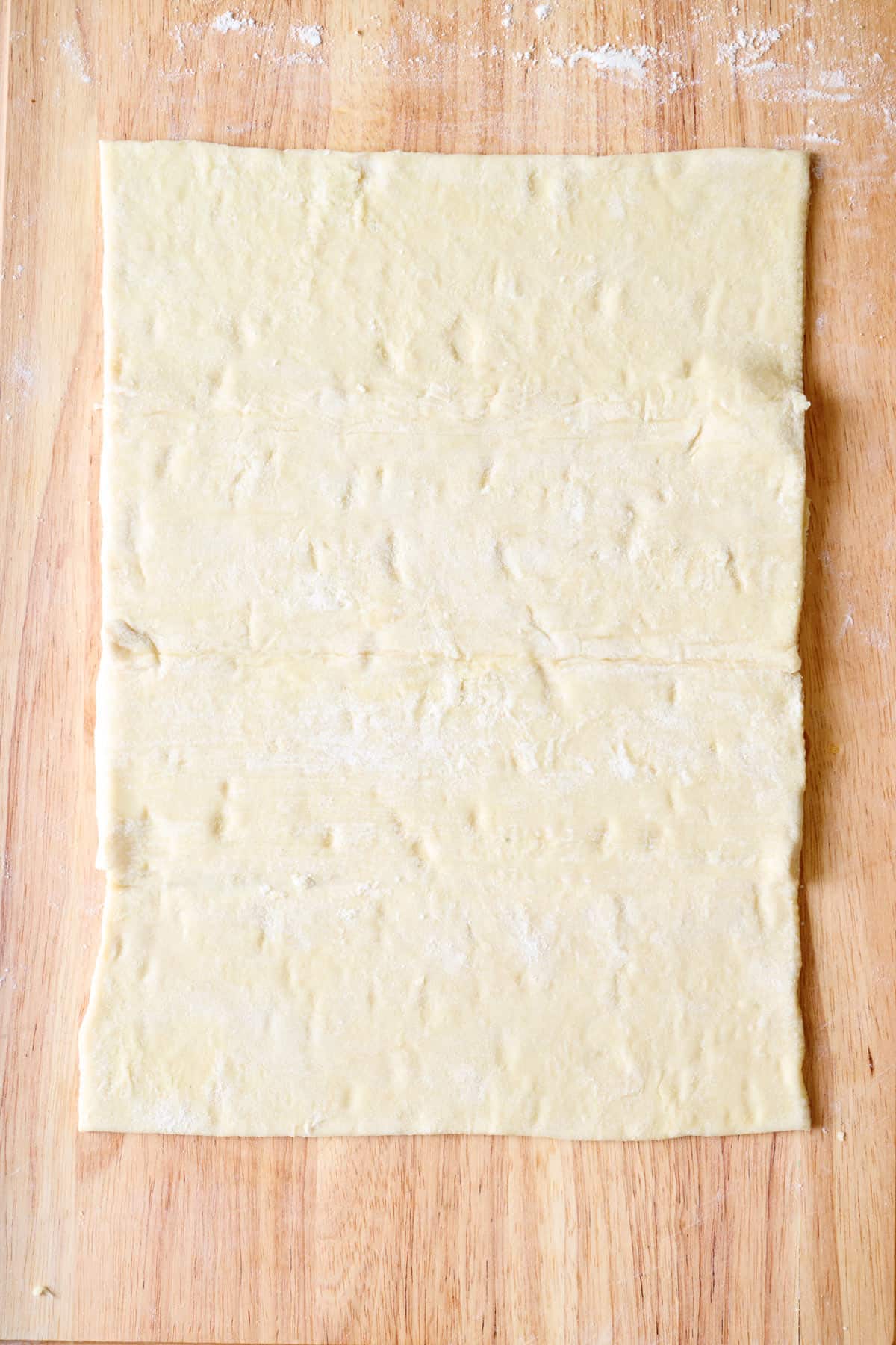 Puff pastry on a lightly floured surface.