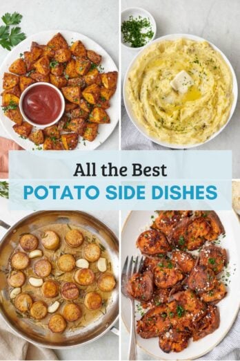 Potato side dish recipes round up image.