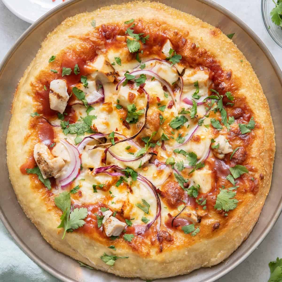 BBQ chicken pizza recipe.