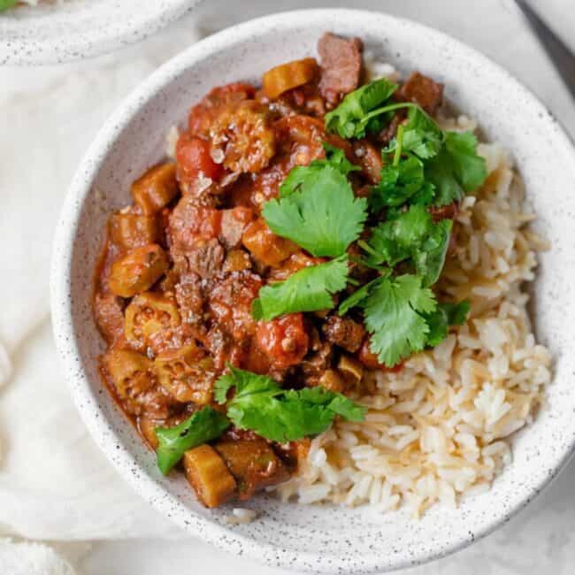 Okra stew recipe.