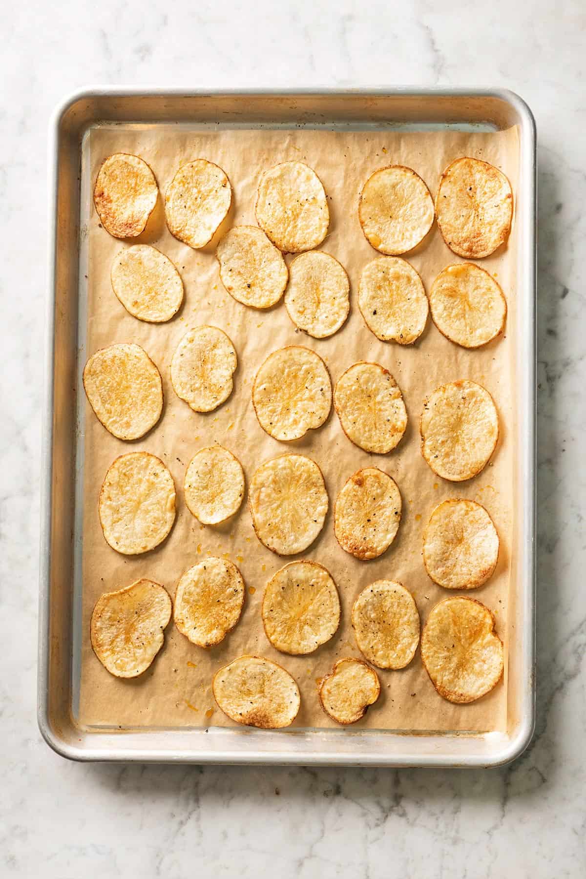 Chips after baking and crisp.