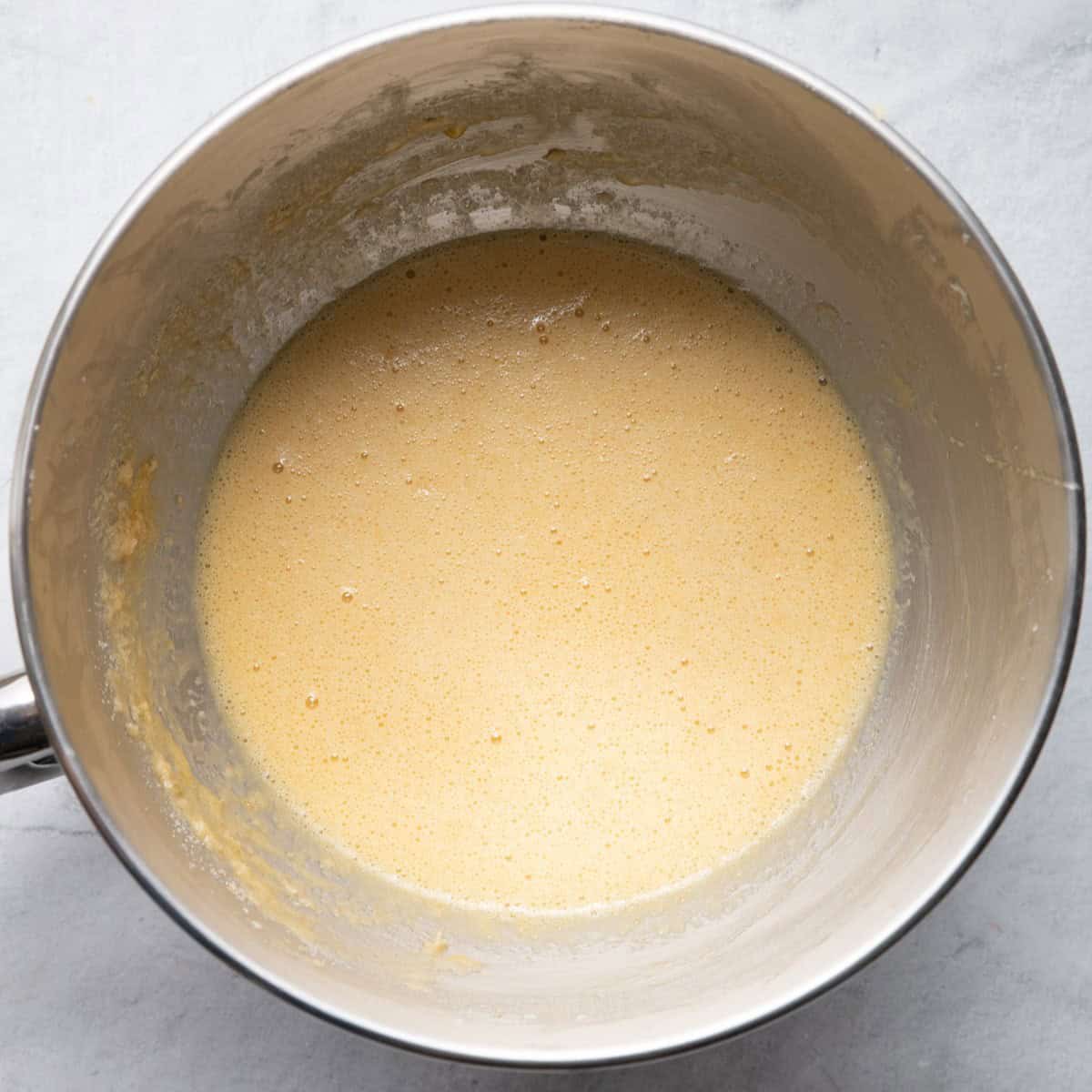 Sugar mixture after eggs are incorporated.