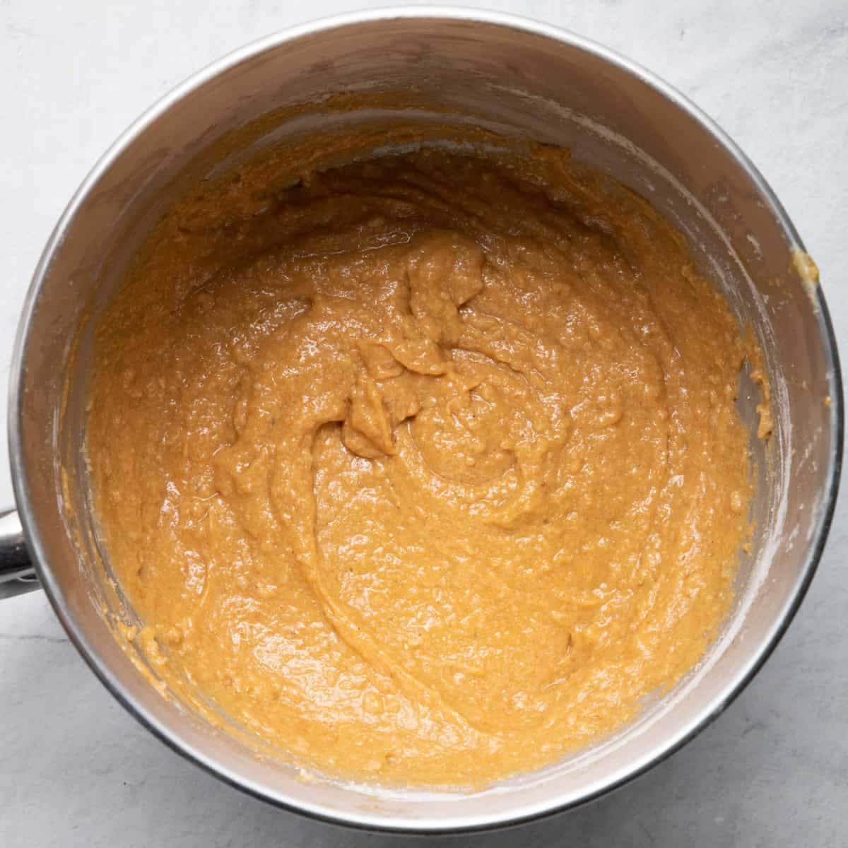 Bread batter after folding in dry ingredients.