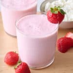 Cottage cheese smoothie made with strawberries recipe.