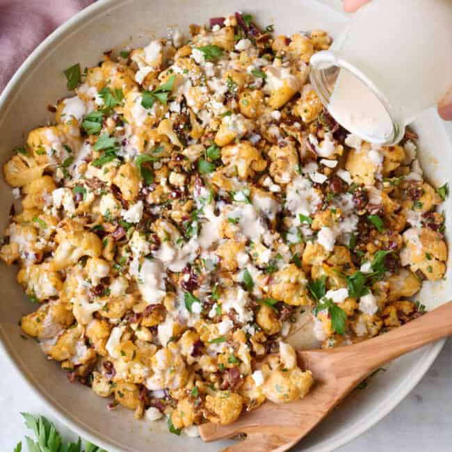 Roasted cauliflower salad recipe.