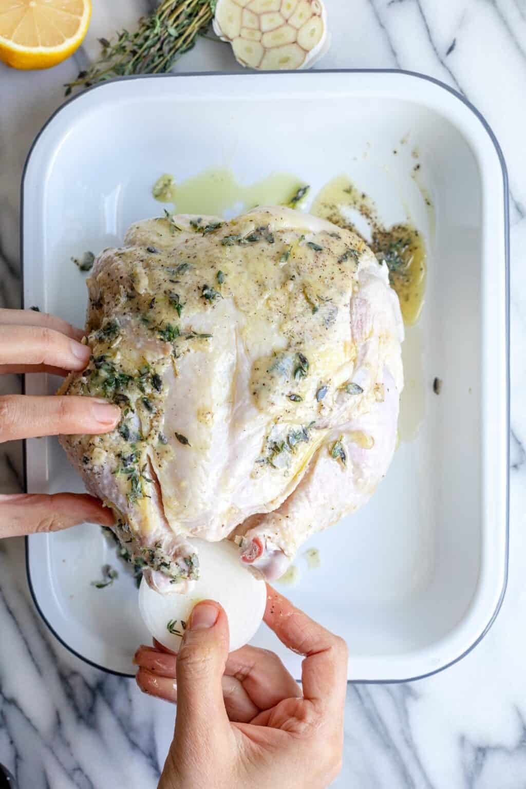 Roasted Chicken with Garlic & Herbs - Feel Good Foodie