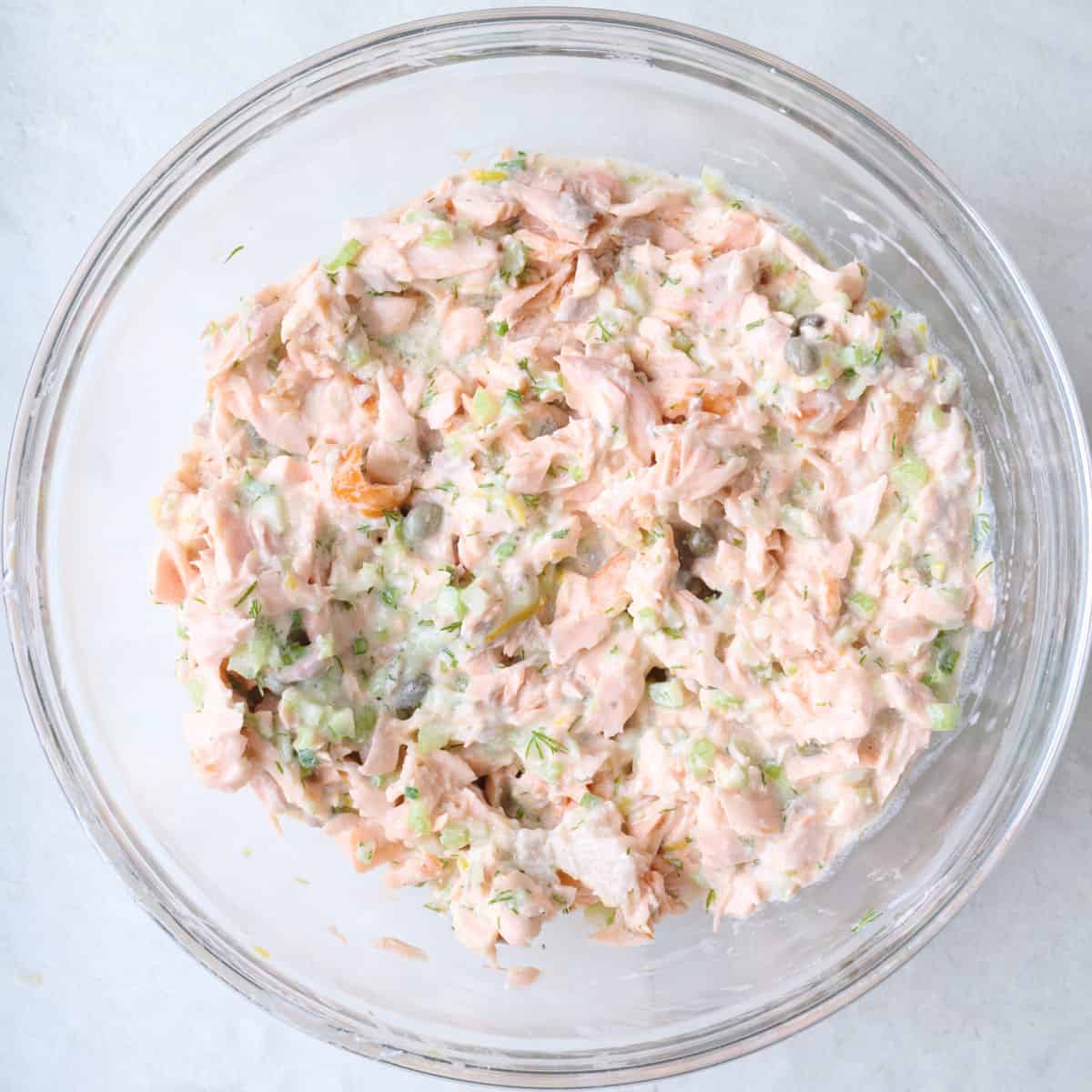 Final salad mixed in a bowl.