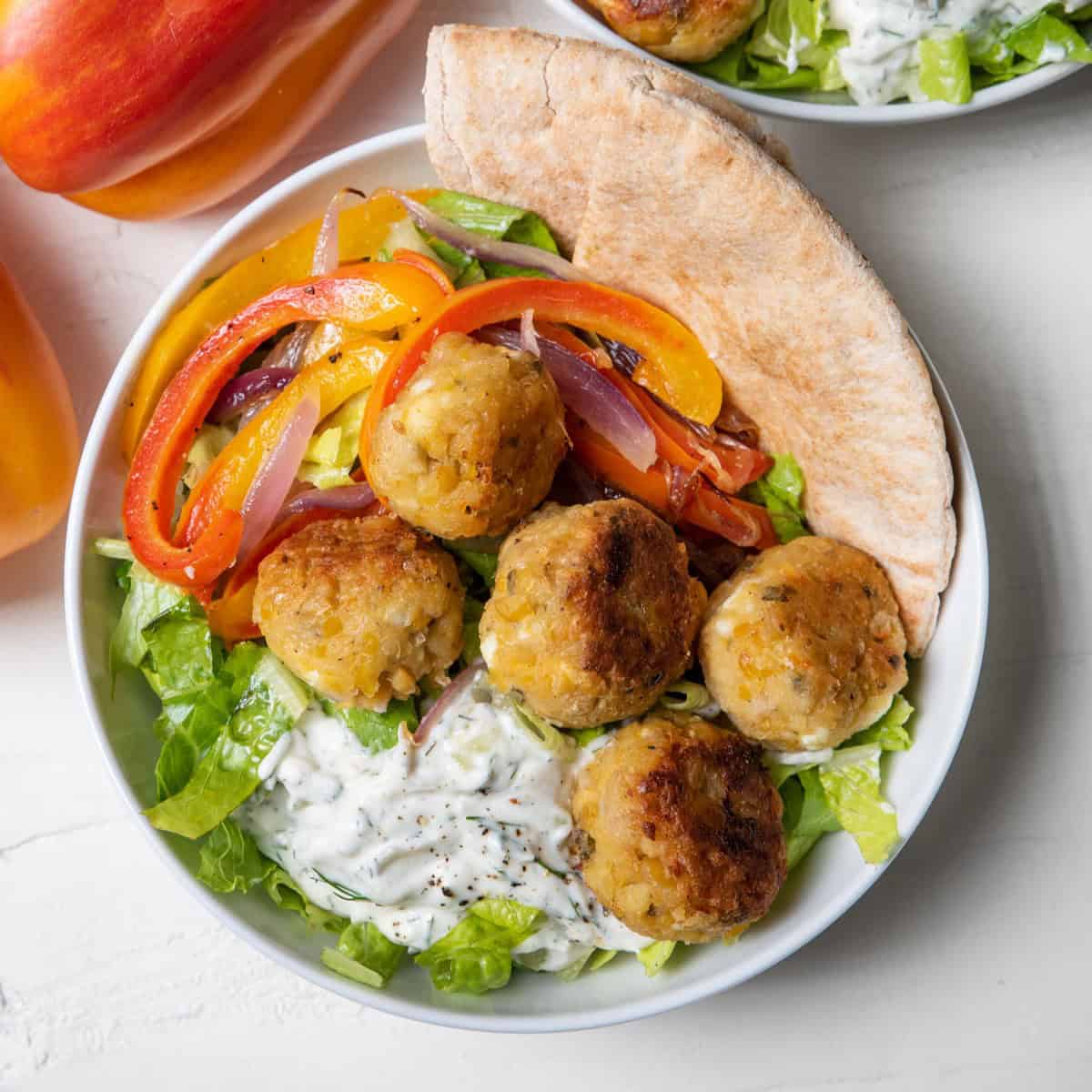 Vegetarian gyro bowl recipe.