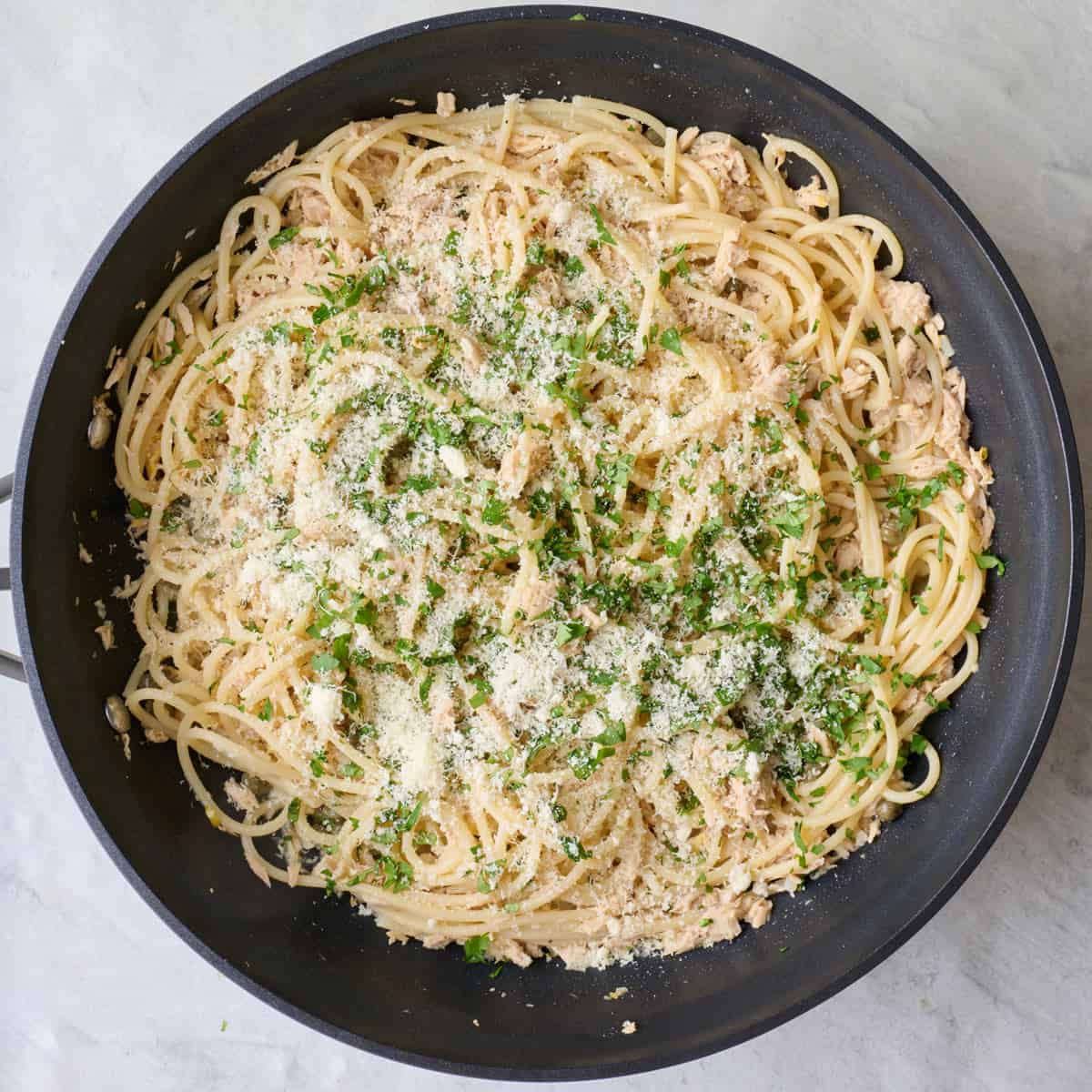 Parsley and grated parmesan added.