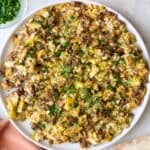 Ground beef and scrambled eggs recipe.