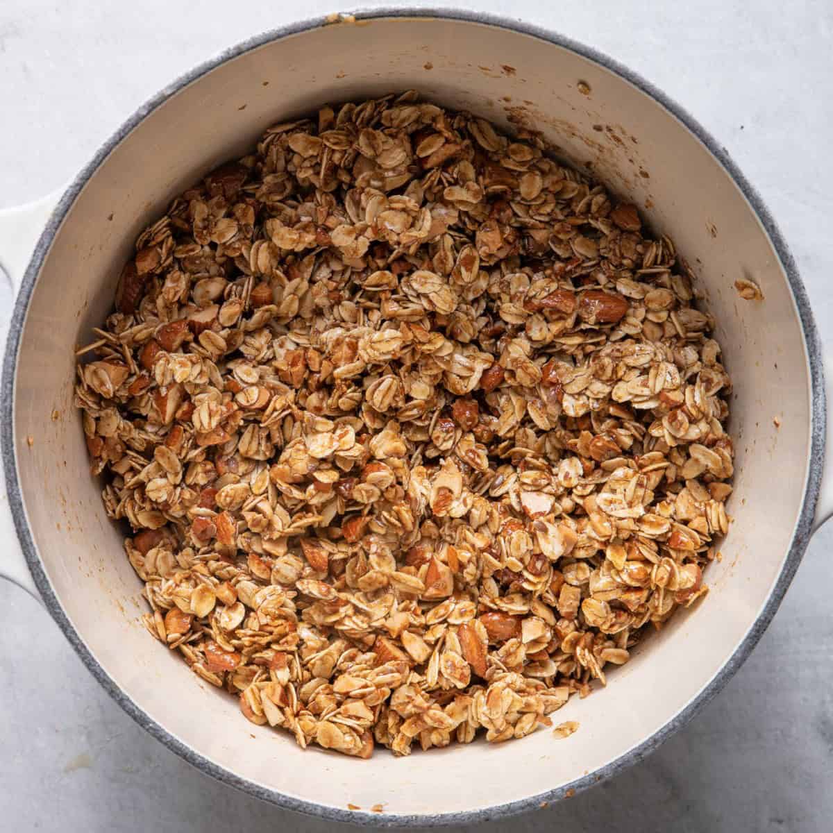 Folded toasted oats mixture.