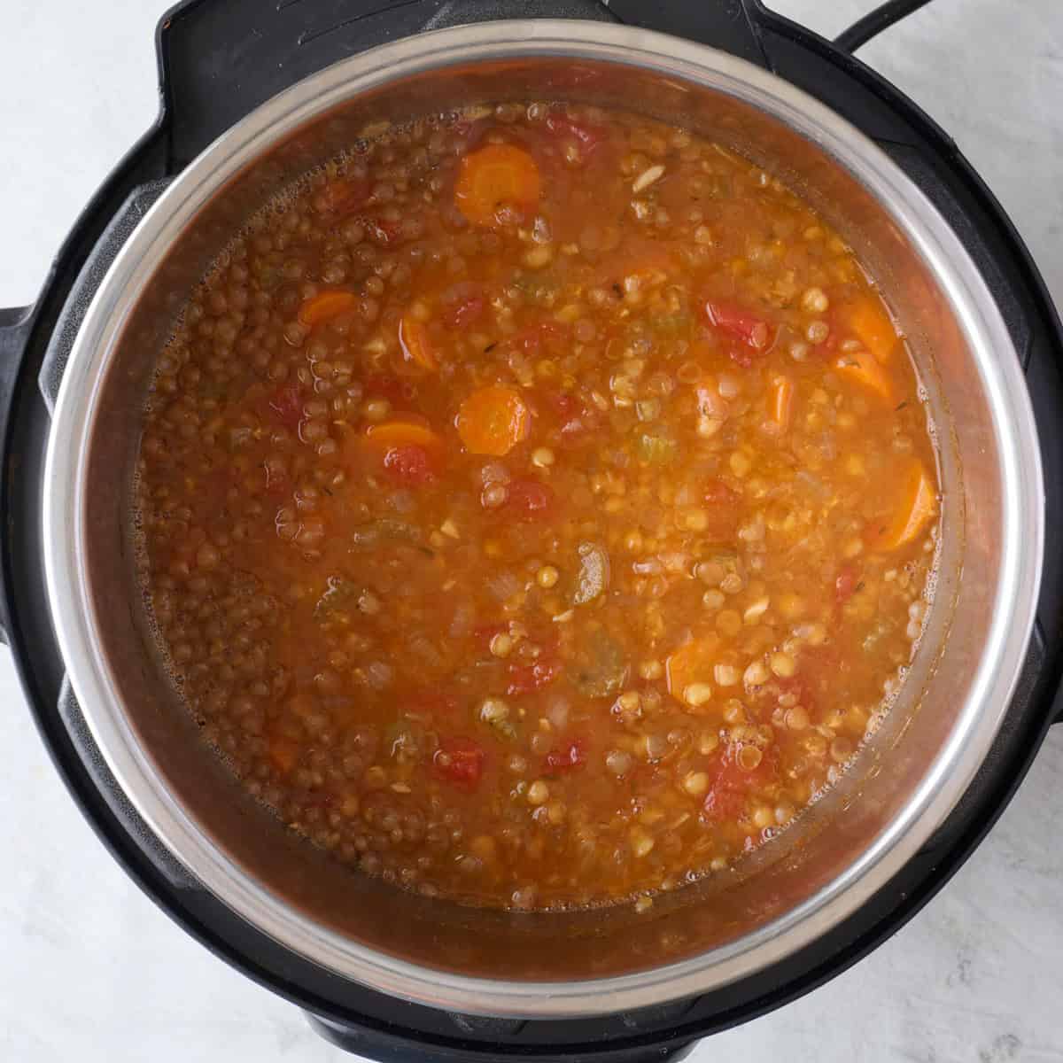 After stirring soup with lemon juice added.