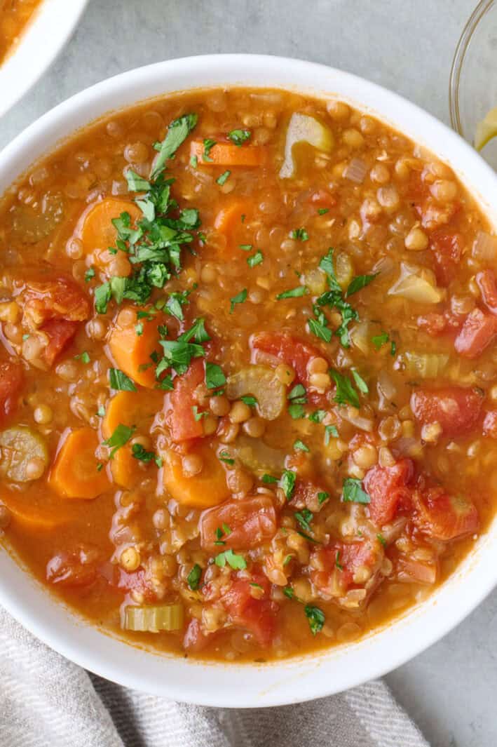 Instant Pot lentil soup recipe.