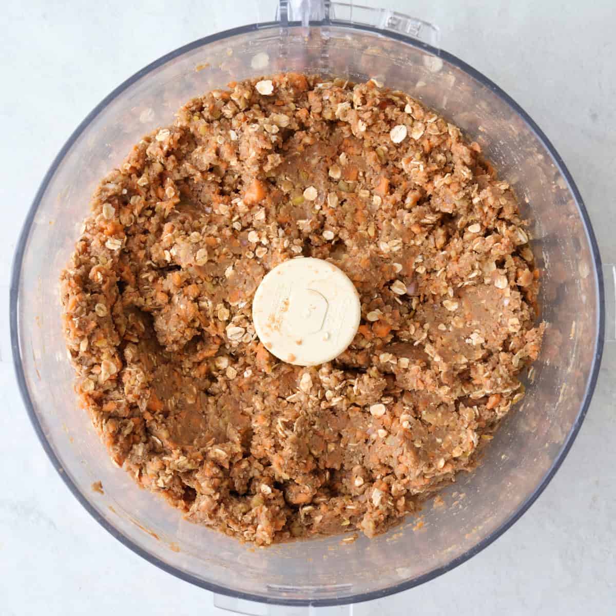 Final lentil mixture in food processor.