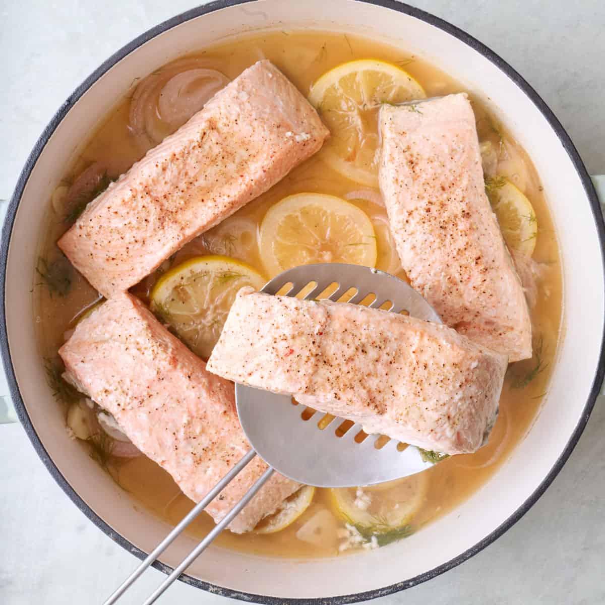 Poached salmon recipe.