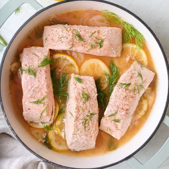 Poached salmon recipe.