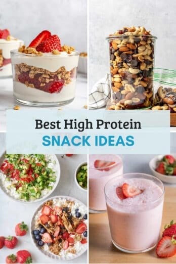 Best high protein snack ideas collage.