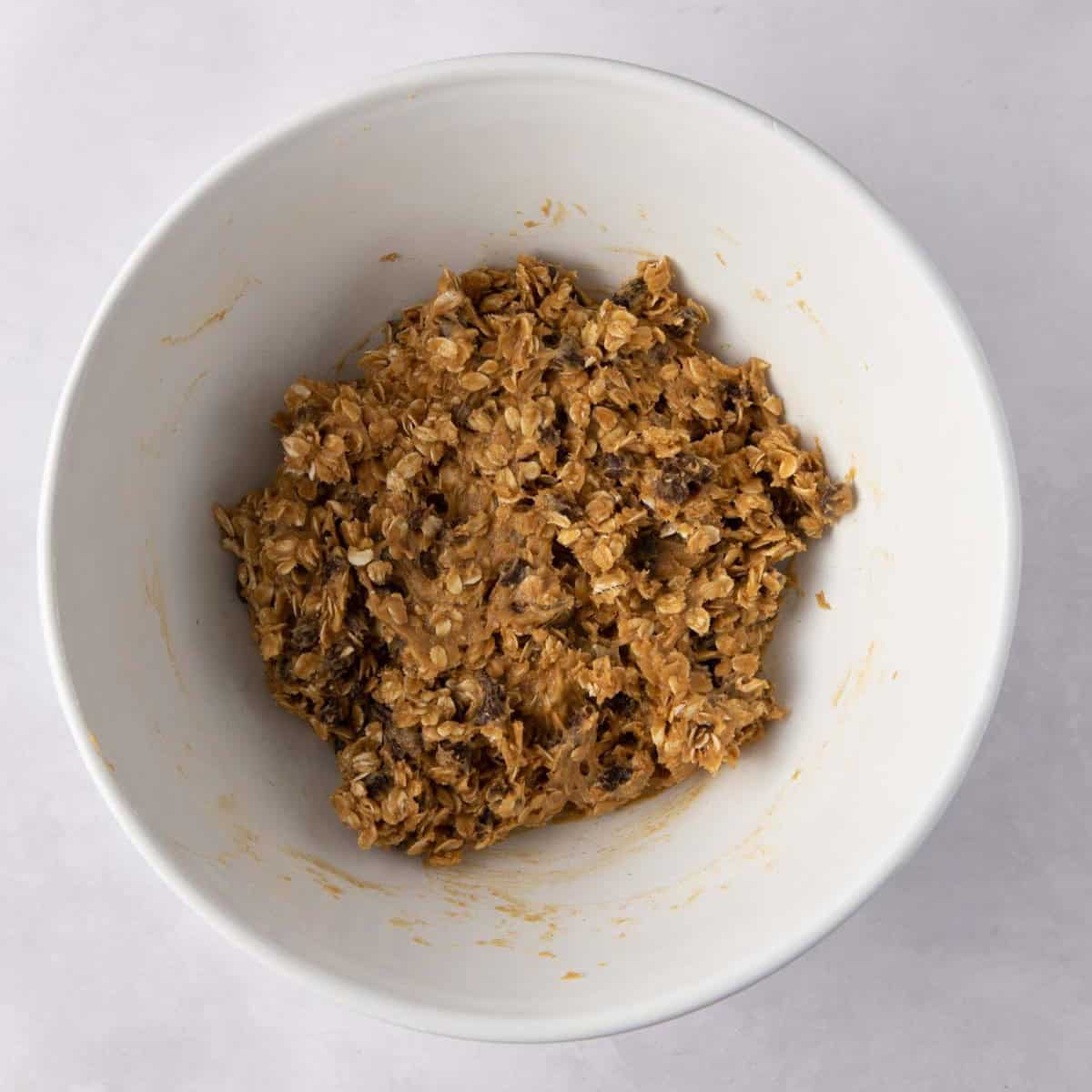 Final cookie dough in a bowl.