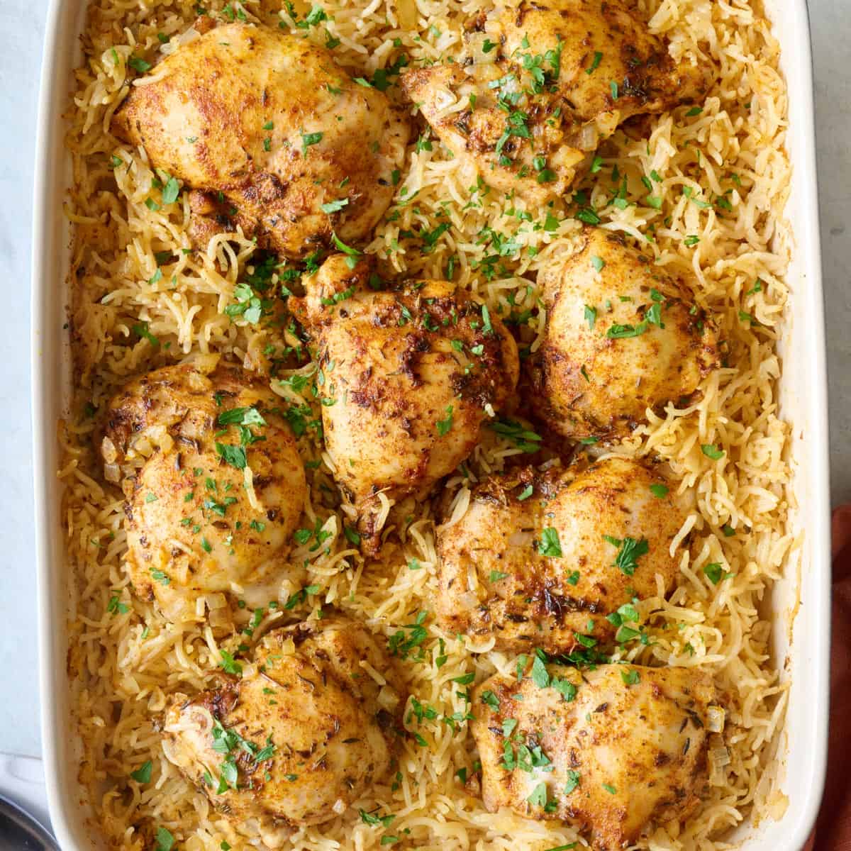 Oven baked chicken and rice recipe.