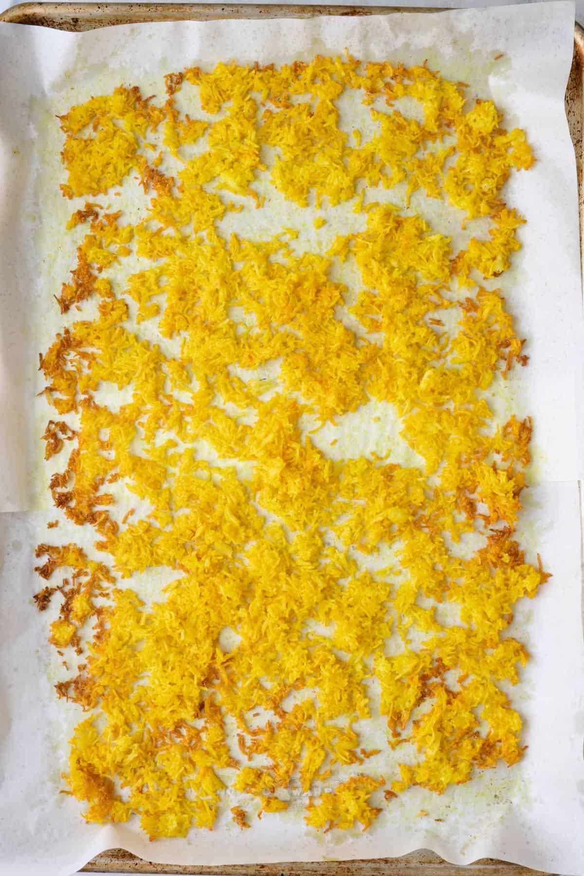 Rice after baking and crisped.
