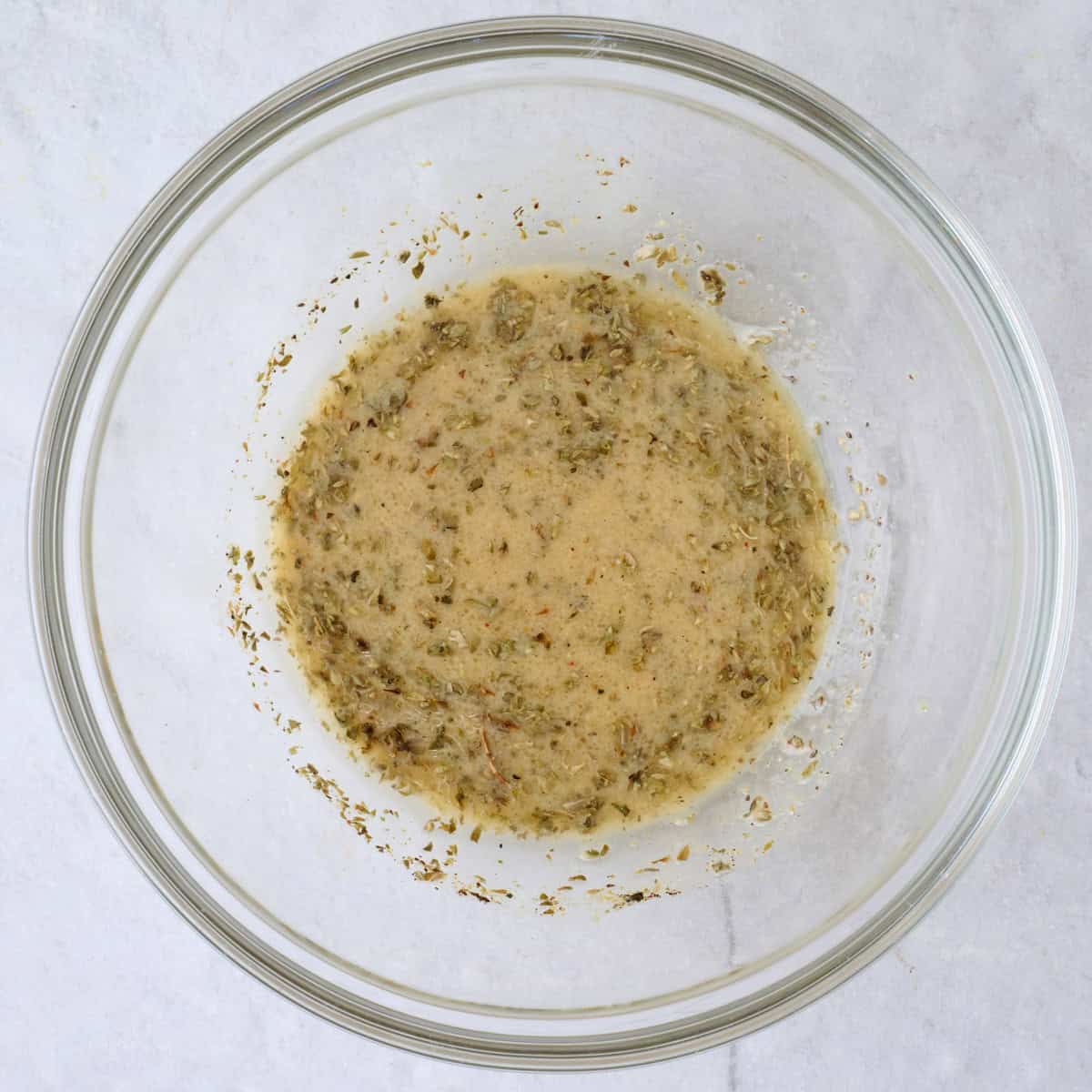 Dressing after whisking.