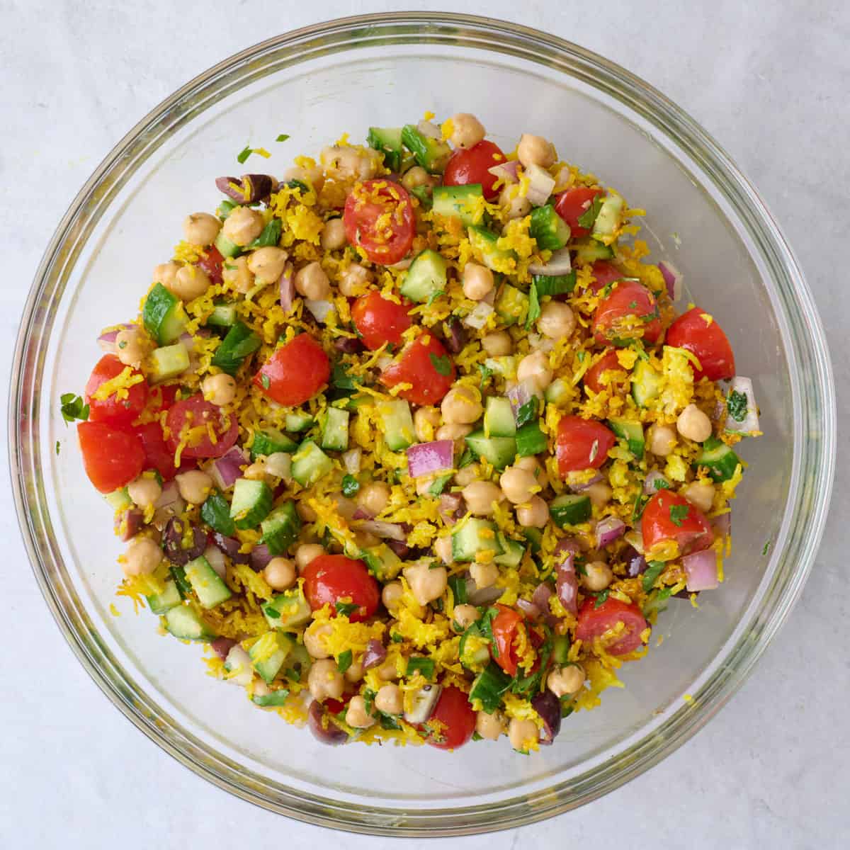 Salad after tossing together.