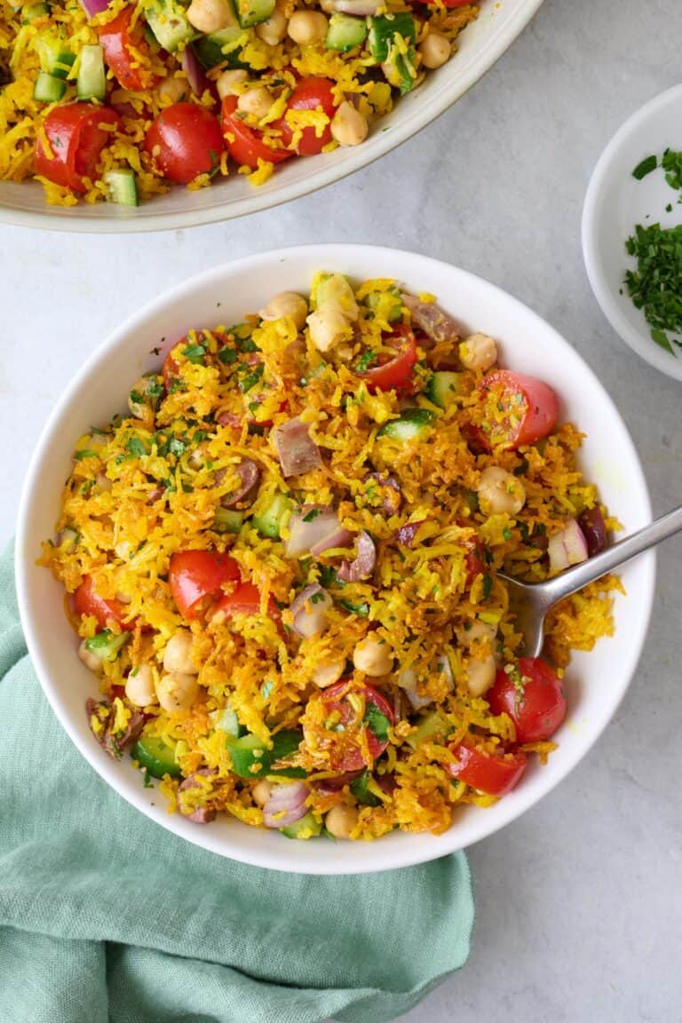 Salad White Rice Crispy Rice Salad Recipe with Mediterranean Dressing