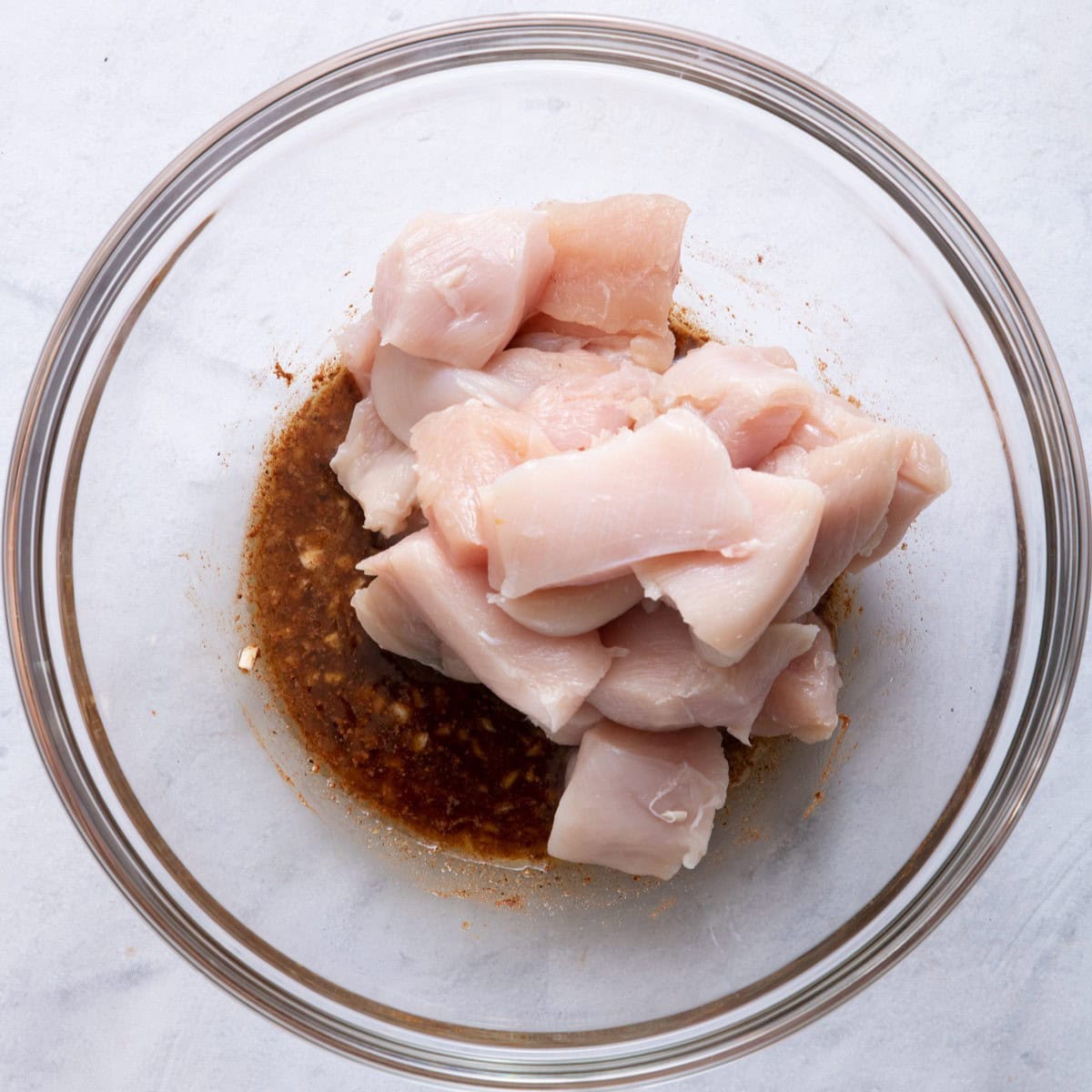 Chicken on top.
