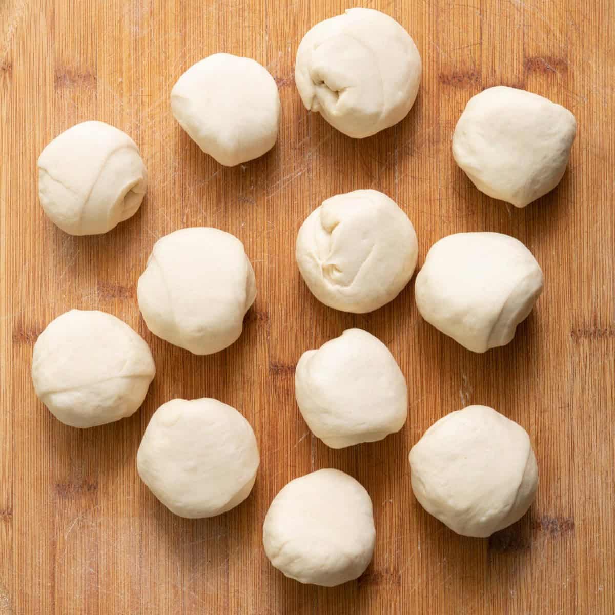 Dough divided into 12 pieces.