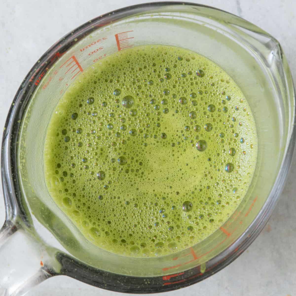 Matcha blended with remaining water.
