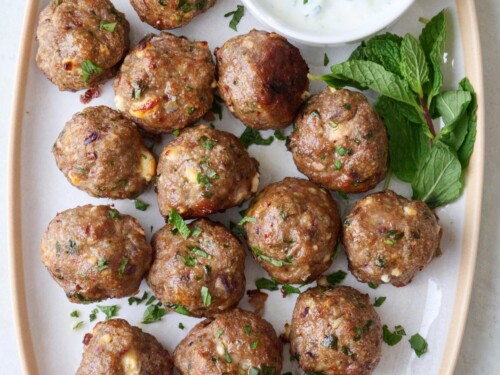 Lamb Meatball Recipe {Oven Baked With Tzatziki Sauce}