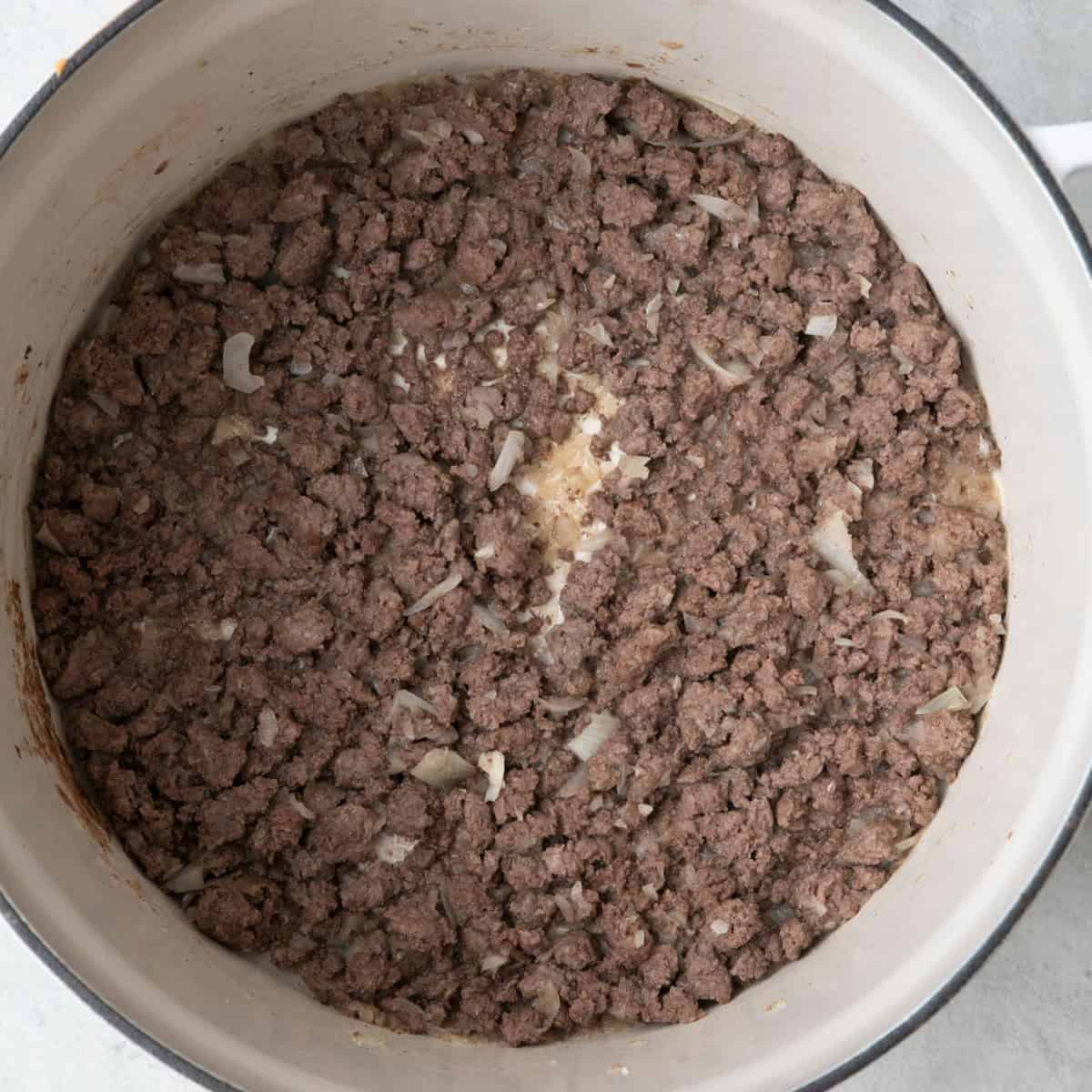 Beef mixture after browning.